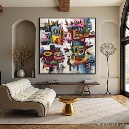 BUYARTVIEW Urban Carnival – Large Colorful Abstract Impasto Painting for Modern Decor - image 2