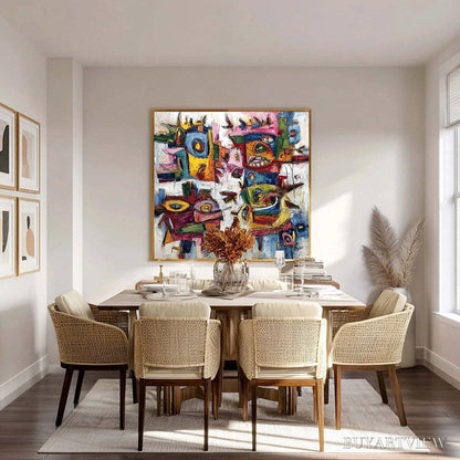BUYARTVIEW Urban Carnival – Large Colorful Abstract Impasto Painting for Modern Decor - image 4