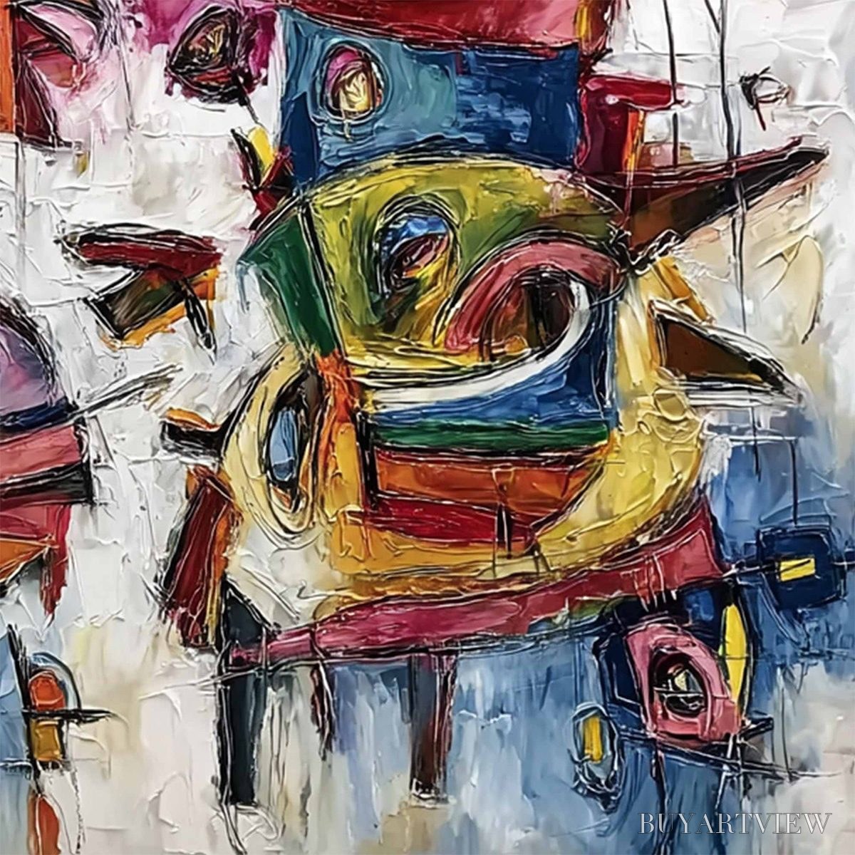 BUYARTVIEW Urban Carnival – Large Colorful Abstract Impasto Painting for Modern Decor - image 5