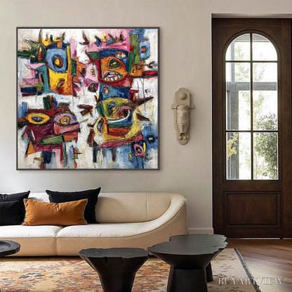 BUYARTVIEW Urban Carnival – Large Colorful Abstract Impasto Painting for Modern Decor - image 6