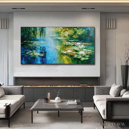 BUYARTVIEW Lily Pond Reverie – Textured Impressionist Water Lilies Oil Painting - image 2