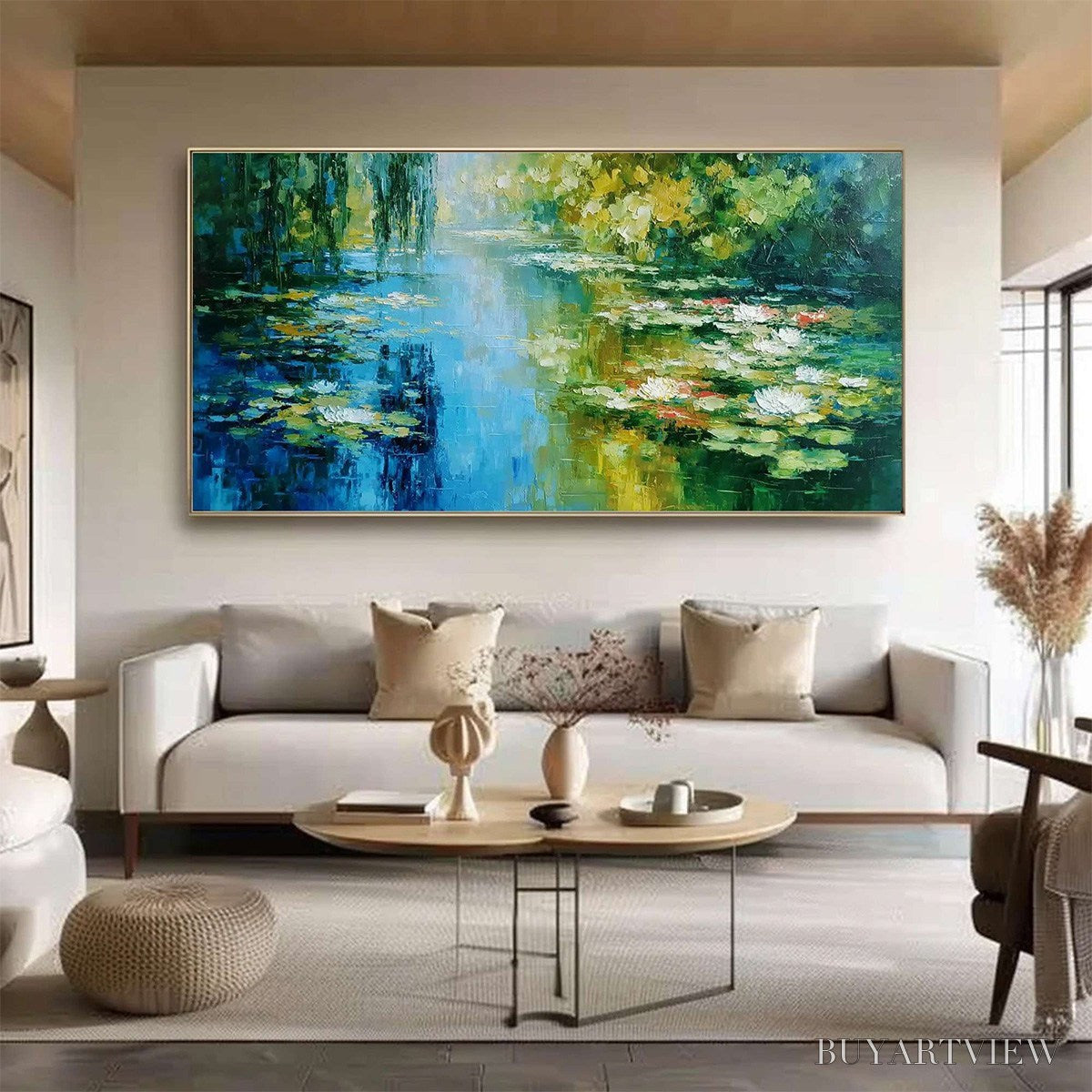 BUYARTVIEW Lily Pond Reverie – Textured Impressionist Water Lilies Oil Painting - image 4
