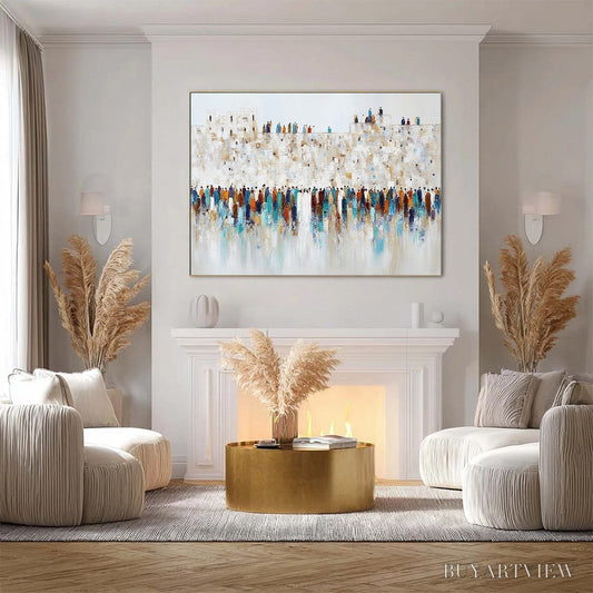 BUYARTVIEW Gathering – Textured Abstract Figurative Crowd Painting - image 2