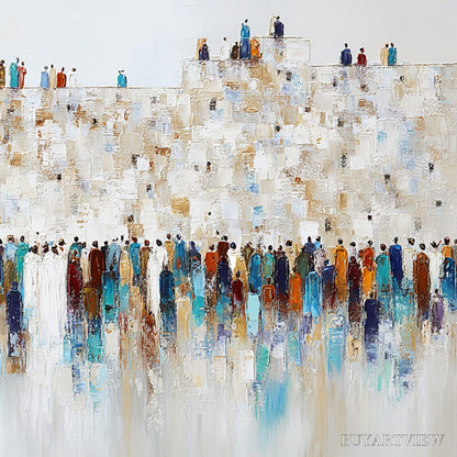 BUYARTVIEW Gathering – Textured Abstract Figurative Crowd Painting - image 3