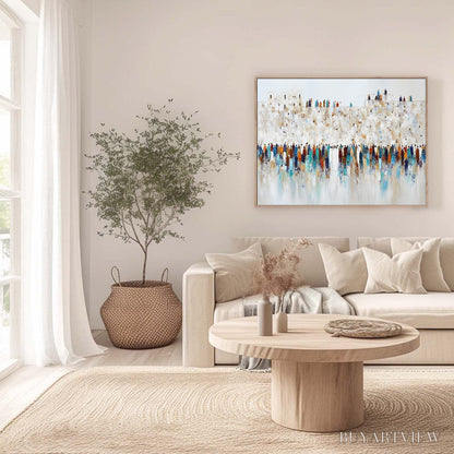BUYARTVIEW Gathering – Textured Abstract Figurative Crowd Painting - image 4