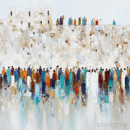 BUYARTVIEW Gathering – Textured Abstract Figurative Crowd Painting - image 5