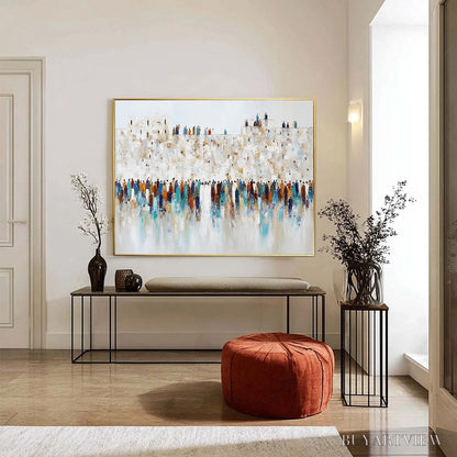 BUYARTVIEW Gathering – Textured Abstract Figurative Crowd Painting - image 6