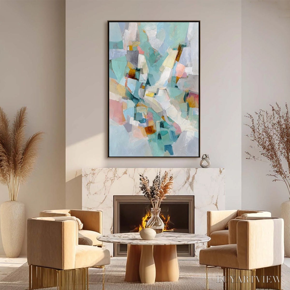 BUYARTVIEW Mosaic Dream – Colorful Modern Abstract Geometric Painting - image 6