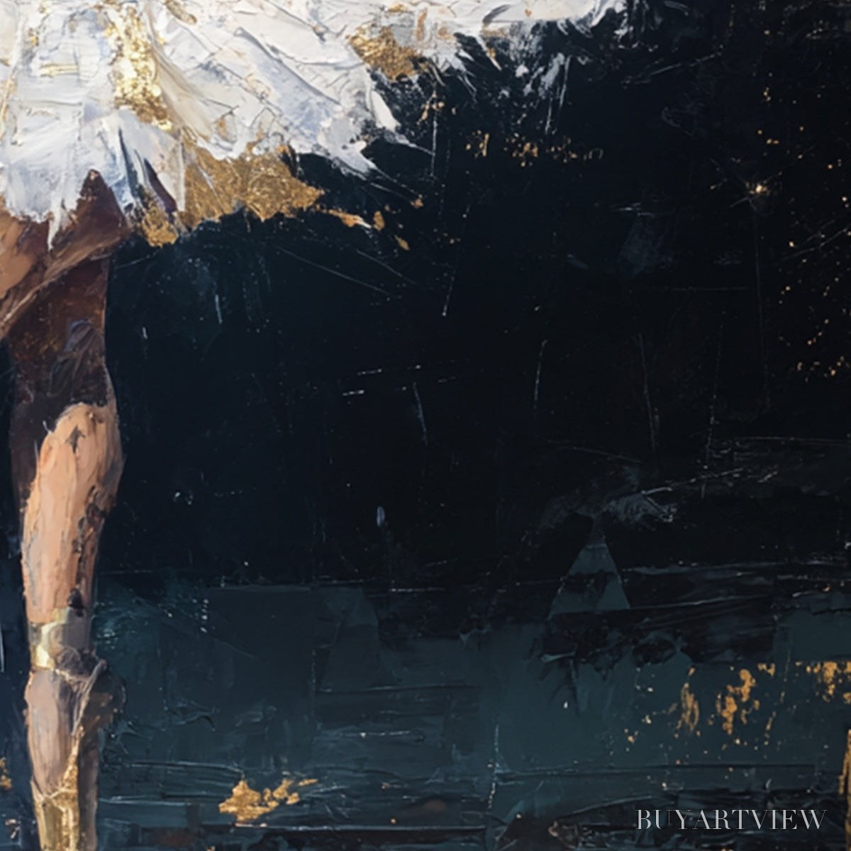 BUYARTVIEW Golden Reverie – Textured Gold Leaf Ballerina Portrait Painting - image 5