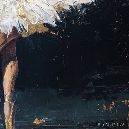 BUYARTVIEW Golden Reverie – Textured Gold Leaf Ballerina Portrait Painting - image 5
