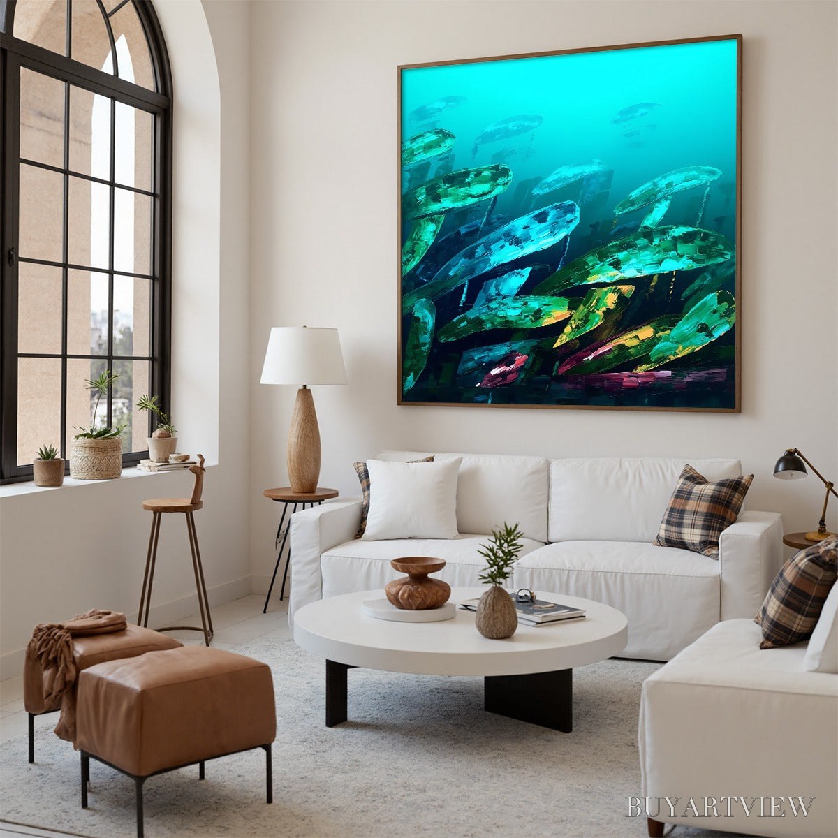 BUYARTVIEW Aquatic Dream – Textured Abstract Teal and Green Oil Painting - image 6