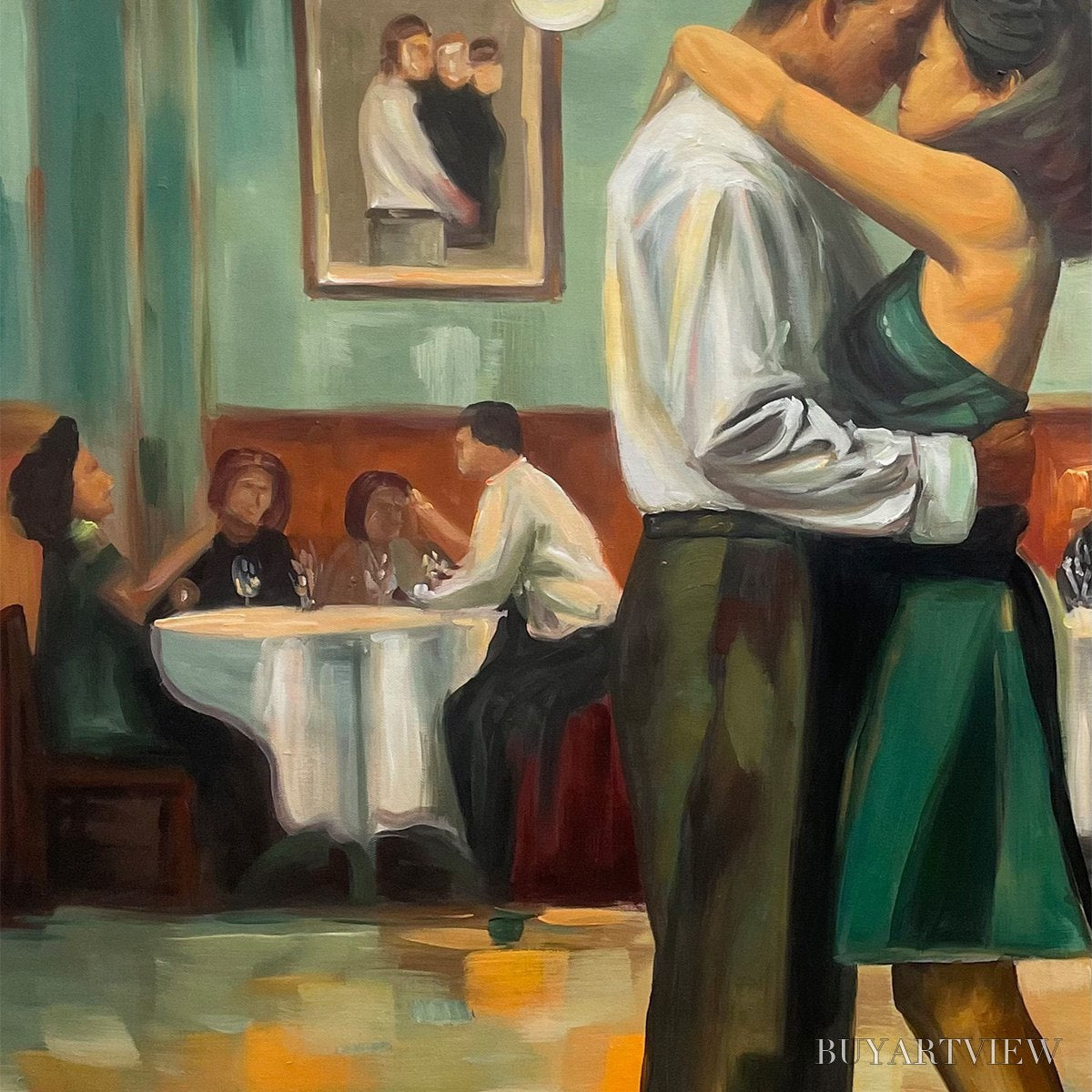 BUYARTVIEW Last Dance – Romantic Figurative Oil Painting of Couple Dancing - image 3