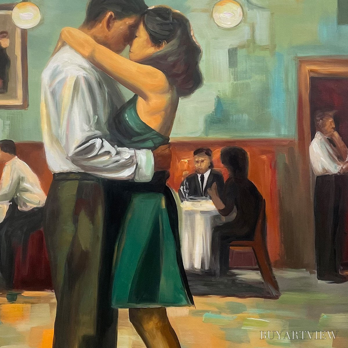 BUYARTVIEW Last Dance – Romantic Figurative Oil Painting of Couple Dancing - image 5