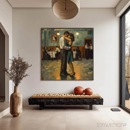 BUYARTVIEW Last Dance – Romantic Figurative Oil Painting of Couple Dancing - image 6