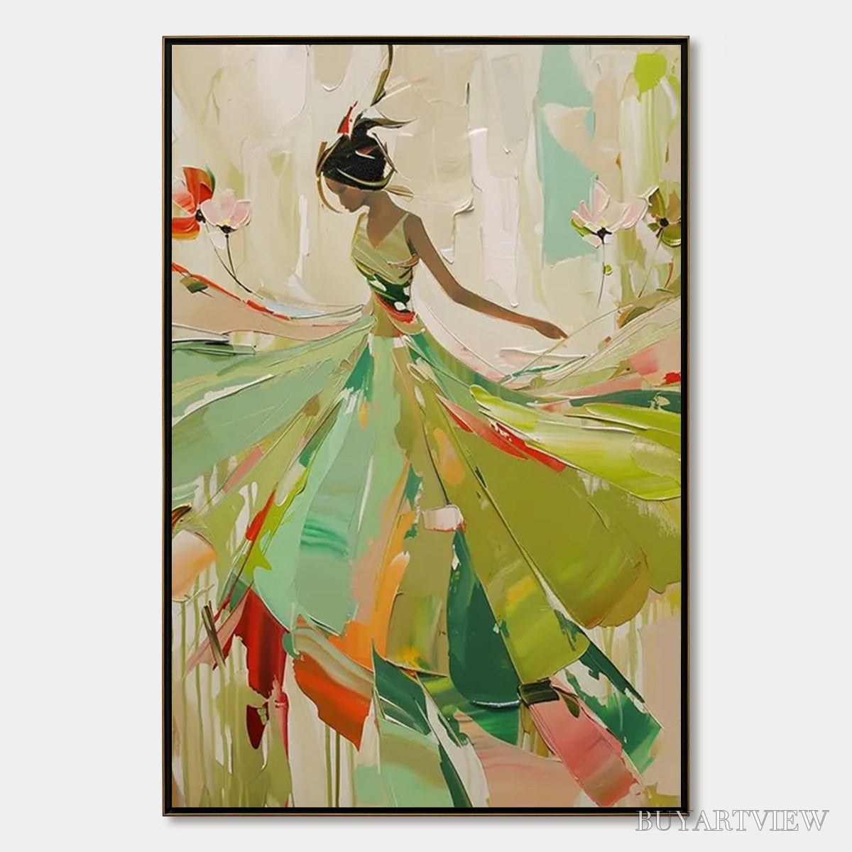 BUYARTVIEW Whirlwind of Color – Abstract Figurative Oil Painting of Dancer - image 1
