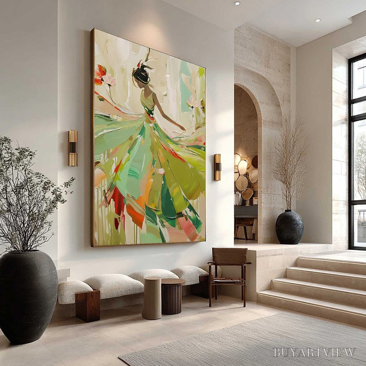 BUYARTVIEW Whirlwind of Color – Abstract Figurative Oil Painting of Dancer - image 4