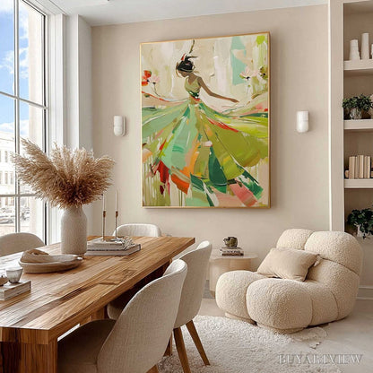 BUYARTVIEW Whirlwind of Color – Abstract Figurative Oil Painting of Dancer - image 6
