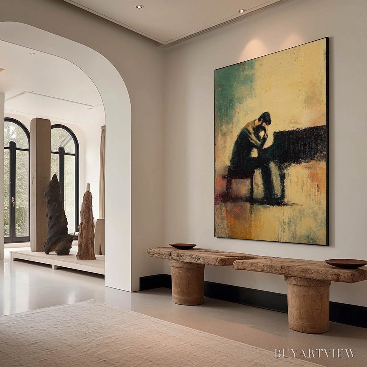 BUYARTVIEW Solitude Sonata – Expressive Figurative Piano Oil Painting - image 5