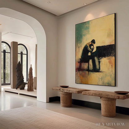 BUYARTVIEW Solitude Sonata – Expressive Figurative Piano Oil Painting - image 5