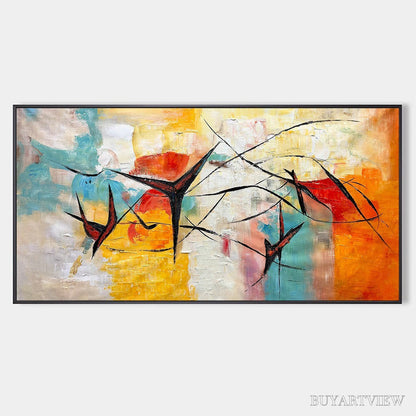 BUYARTVIEW Aerial Dance – Abstract Colorful Oil Painting with Dynamic Lines - image 1