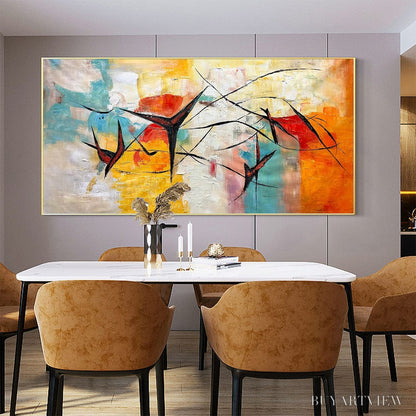 BUYARTVIEW Aerial Dance – Abstract Colorful Oil Painting with Dynamic Lines - image 2
