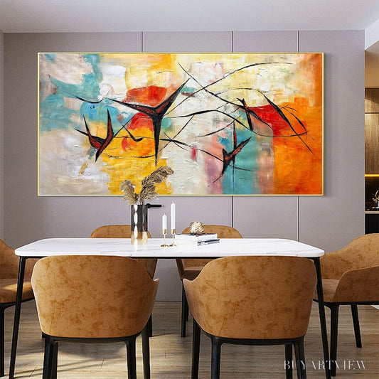 BUYARTVIEW Aerial Dance – Abstract Colorful Oil Painting with Dynamic Lines - image 2