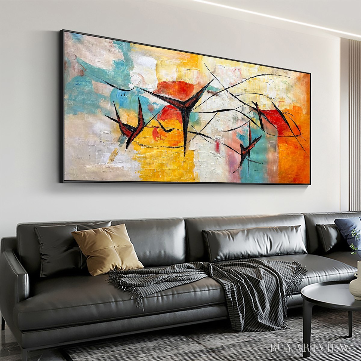 BUYARTVIEW Aerial Dance – Abstract Colorful Oil Painting with Dynamic Lines - image 4
