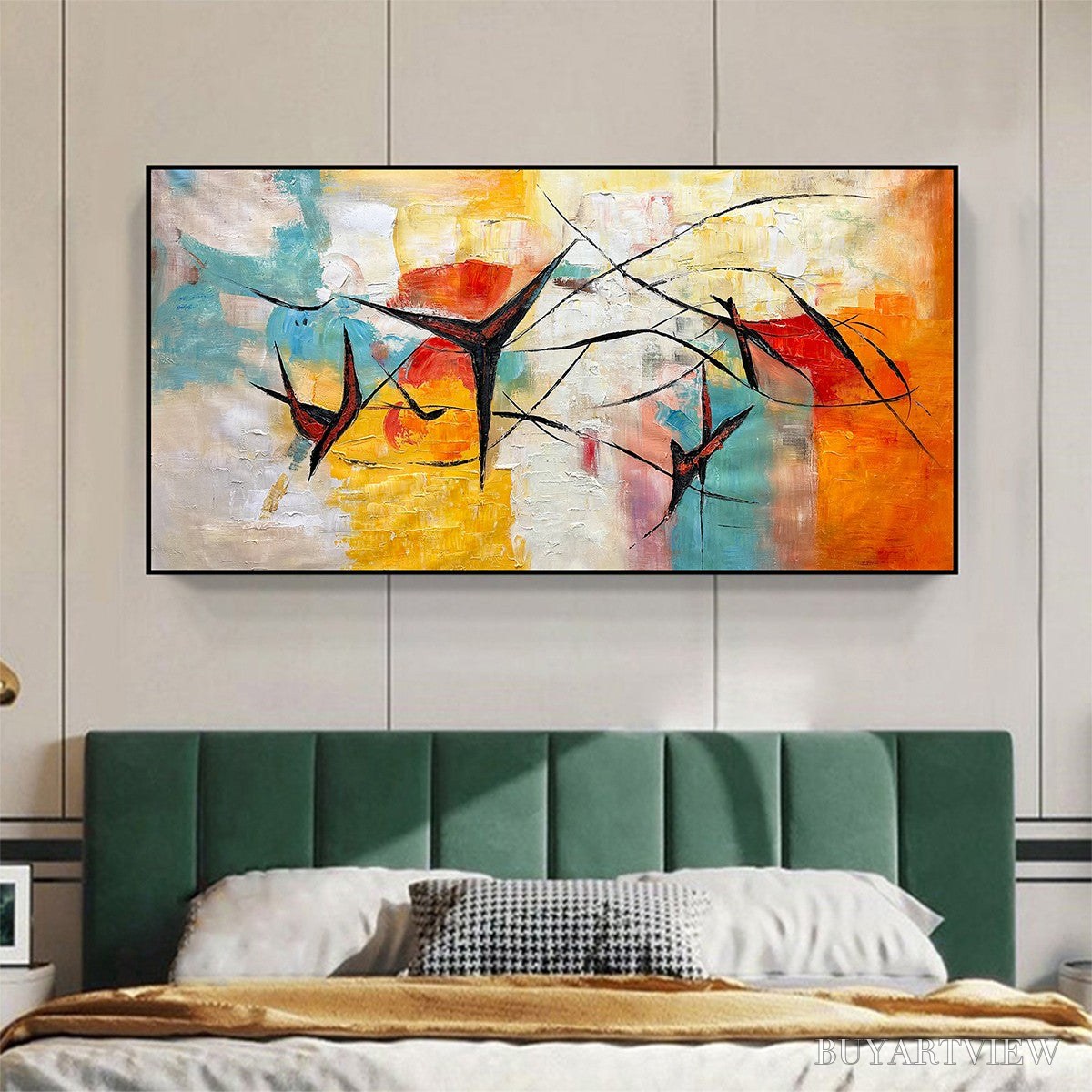 BUYARTVIEW Aerial Dance – Abstract Colorful Oil Painting with Dynamic Lines - image 5
