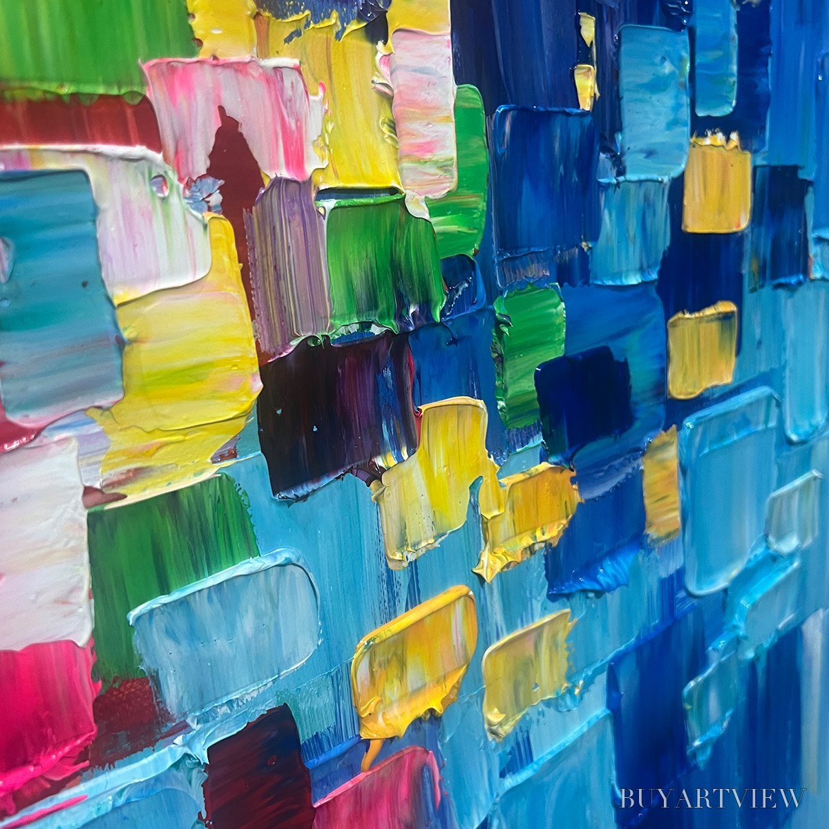 BUYARTVIEW Chroma Dance – Colorful Abstract Impasto Oil Painting - image 3