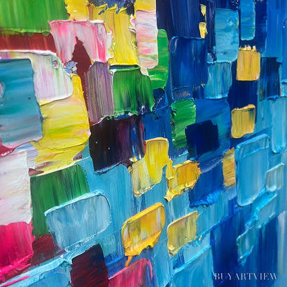 BUYARTVIEW Chroma Dance – Colorful Abstract Impasto Oil Painting - image 3