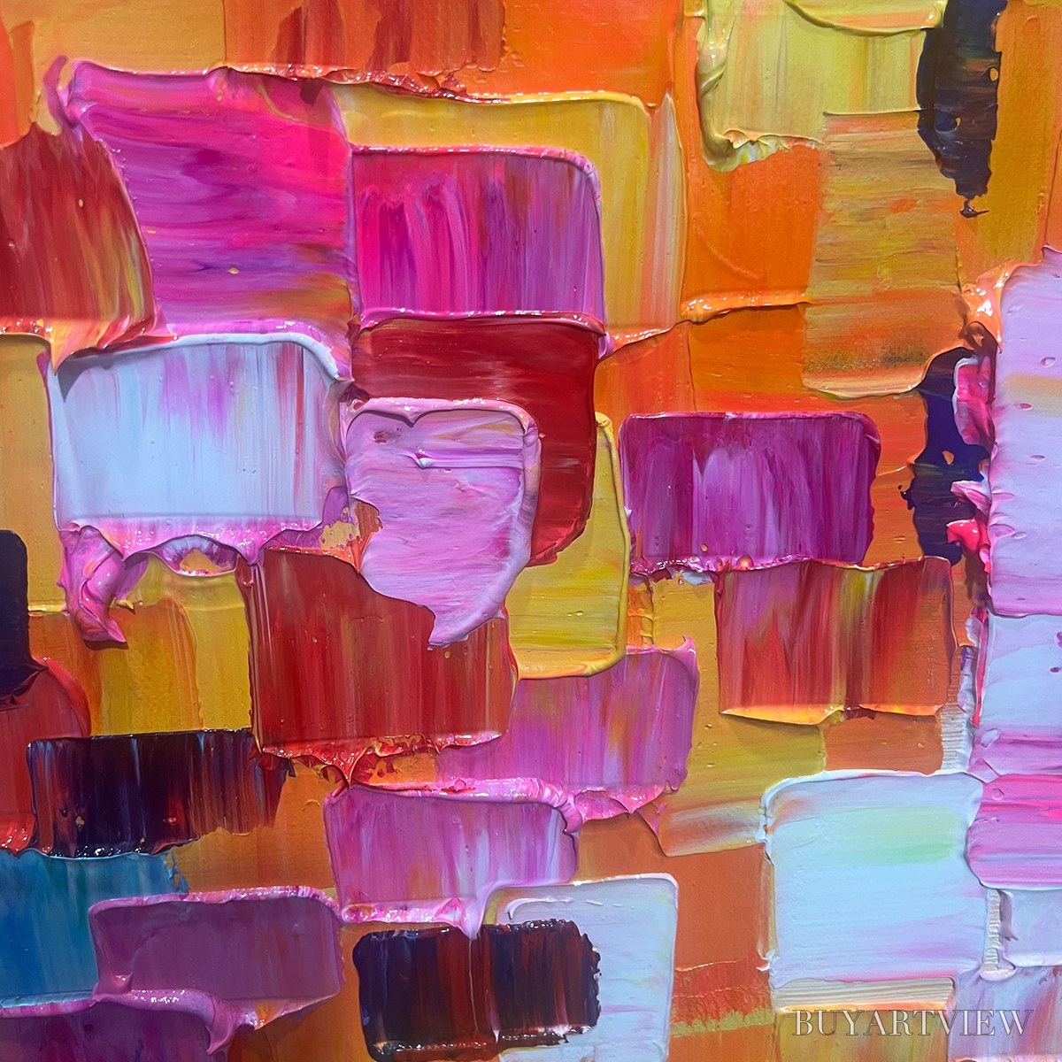 BUYARTVIEW Chroma Dance – Colorful Abstract Impasto Oil Painting - image 6