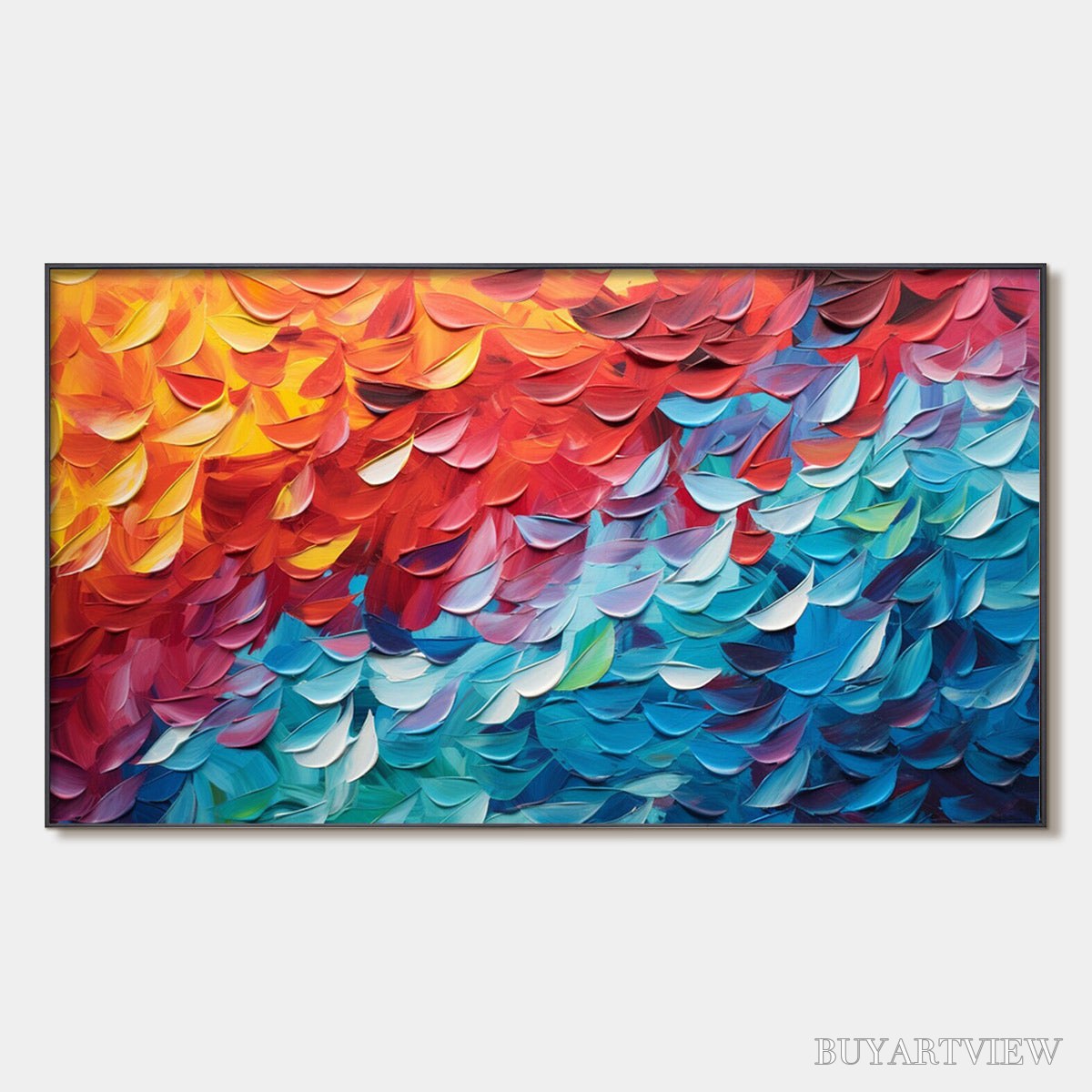 BUYARTVIEW Fiery Dance – Textured Abstract Oil Painting - image 1