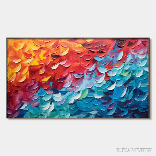 BUYARTVIEW Fiery Dance – Textured Abstract Oil Painting - image 1