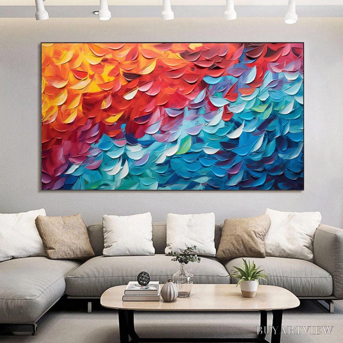 BUYARTVIEW Fiery Dance – Textured Abstract Oil Painting - image 2