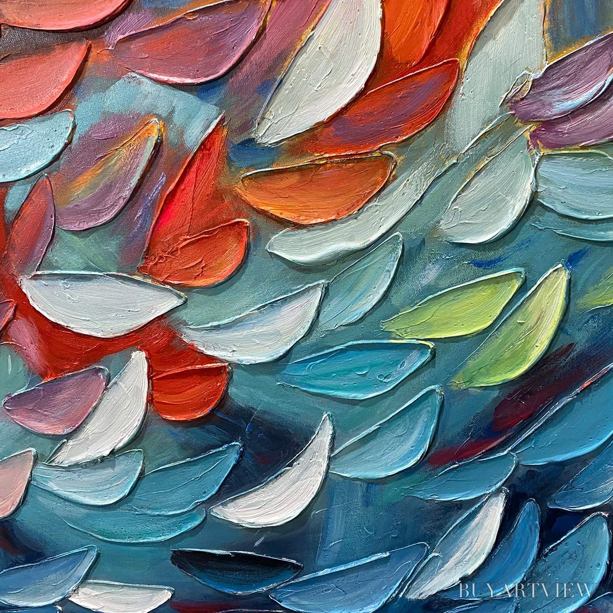 BUYARTVIEW Fiery Dance – Textured Abstract Oil Painting - image 5