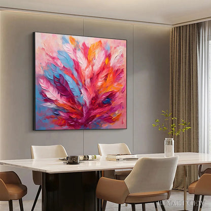BUYARTVIEW Feather Dance – Square Abstract Impasto Oil Painting on Canvas - image 3