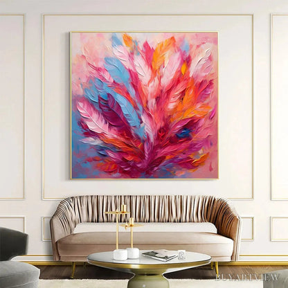 BUYARTVIEW Feather Dance – Square Abstract Impasto Oil Painting on Canvas - image 4