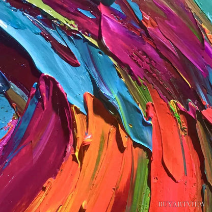 BUYARTVIEW Colorful Whirlwind – Large Abstract Impasto Oil Painting on Canvas - image 3