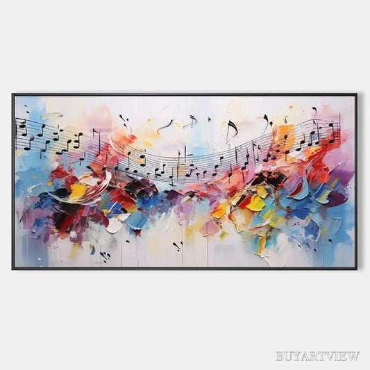 BUYARTVIEW Melody in Color – Abstract Painting with Musical Notes - image 1