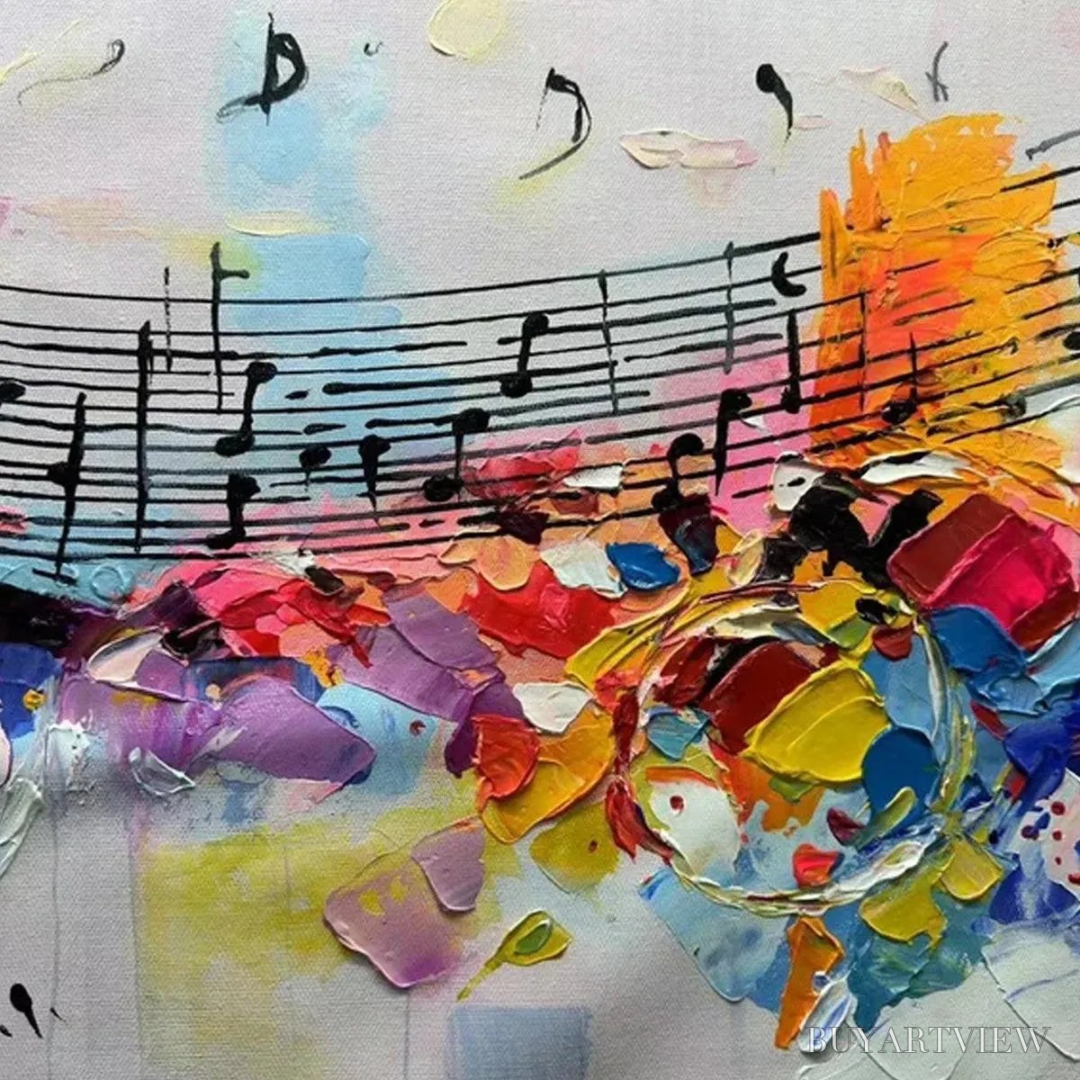 BUYARTVIEW Melody in Color – Abstract Painting with Musical Notes - image 3