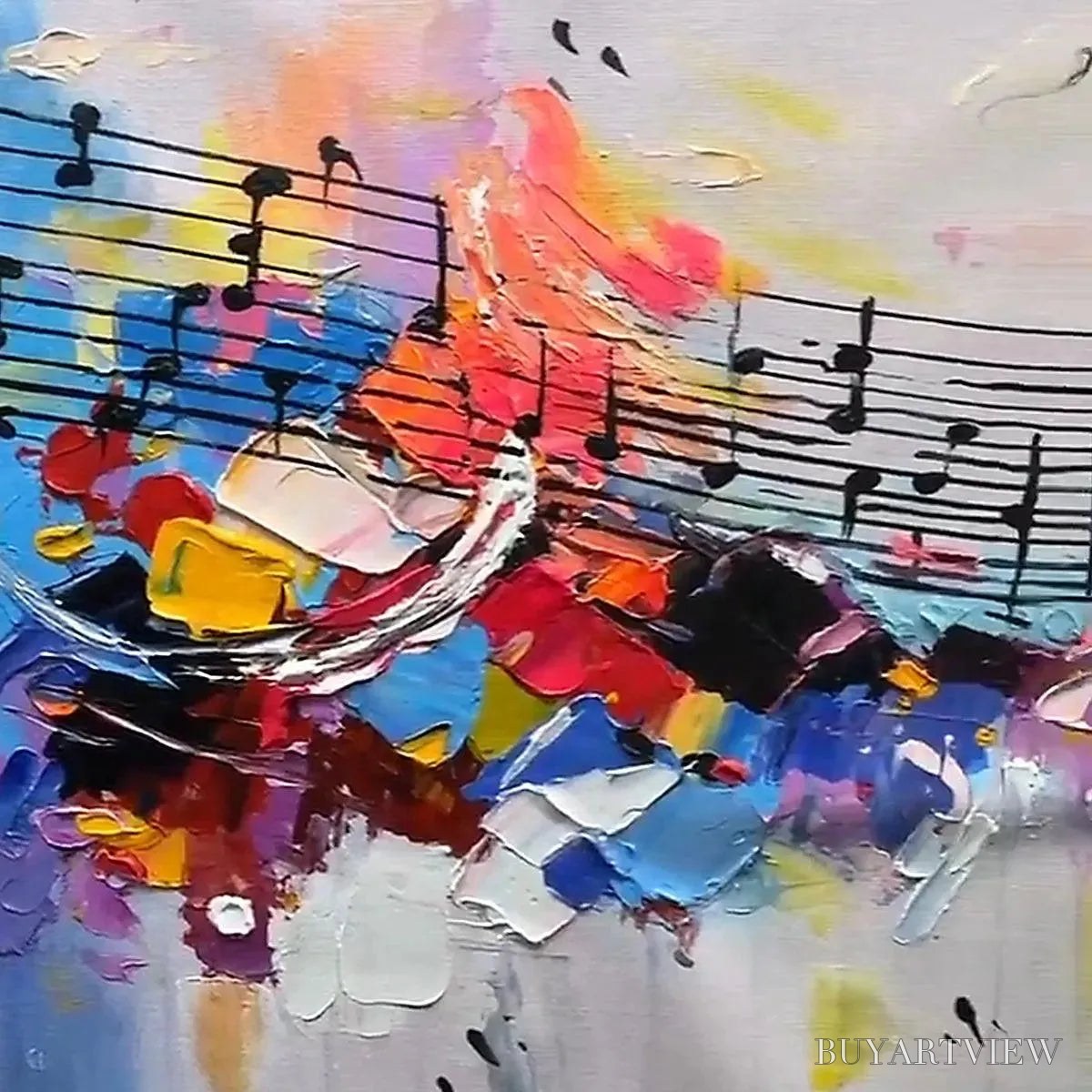 BUYARTVIEW Melody in Color – Abstract Painting with Musical Notes - image 4