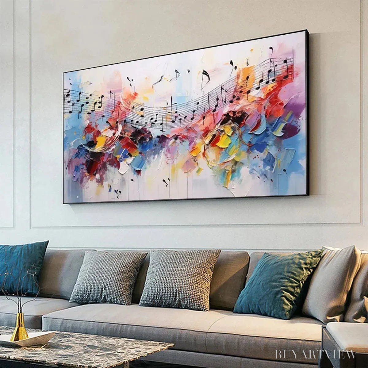 BUYARTVIEW Melody in Color – Abstract Painting with Musical Notes - image 5