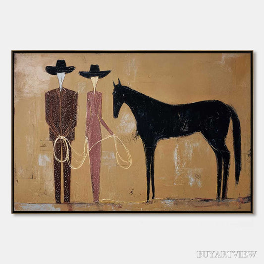 BUYARTVIEW the Pact – Modern Abstract Western Figurative Oil Painting - image 1