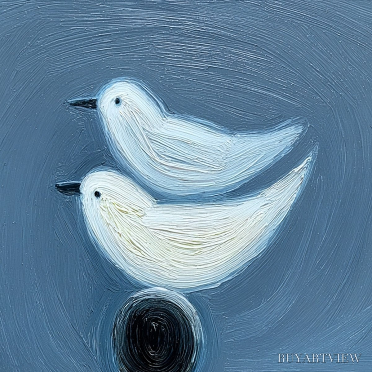 BUYARTVIEW Equilibrium – Serene Blue Textured Figurative Oil Painting - image 3