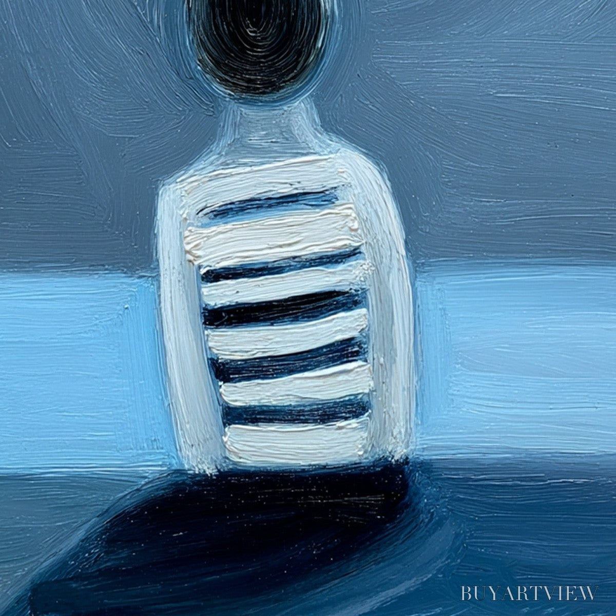 BUYARTVIEW Equilibrium – Serene Blue Textured Figurative Oil Painting - image 5