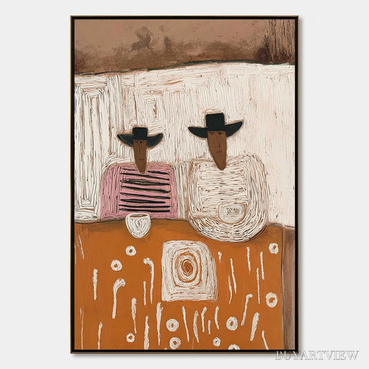 BUYARTVIEW the Companions – Textured Boho Figurative Impasto Oil Painting - image 1