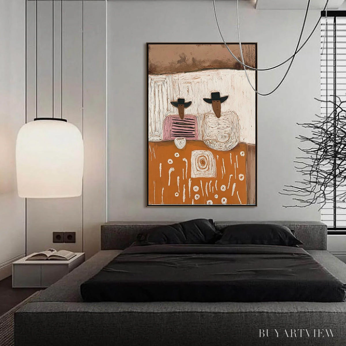 BUYARTVIEW the Companions – Textured Boho Figurative Impasto Oil Painting - image 4