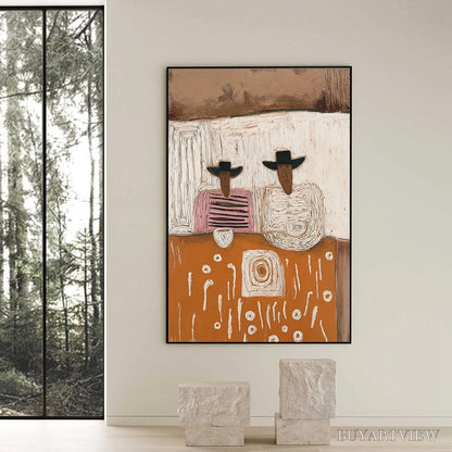 BUYARTVIEW the Companions – Textured Boho Figurative Impasto Oil Painting - image 6