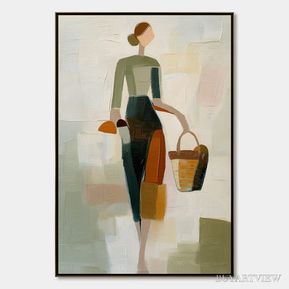 BUYARTVIEW the Gatherer – Textured Abstract Figurative Painting of a Woman - image 1