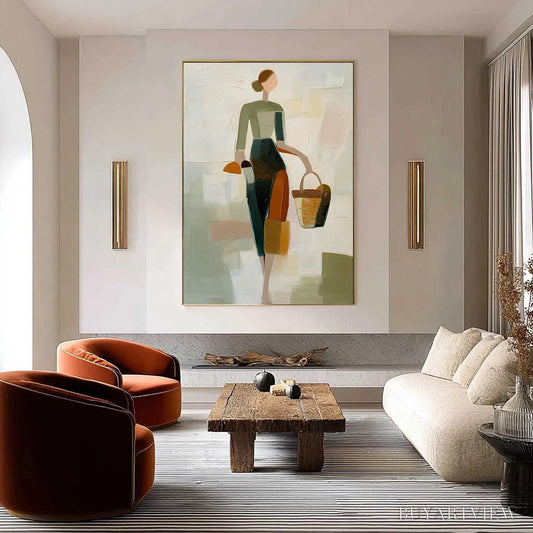 BUYARTVIEW the Gatherer – Textured Abstract Figurative Painting of a Woman - image 2